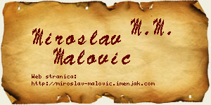 Miroslav Malović vizit kartica